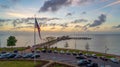 Aerial view of the Fairhope Pier and Mobile Bay at sunset on the Alabama Gulf Coast USA Royalty Free Stock Photo