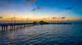 Aerial view of the Fairhope Pier and Mobile Bay at sunset on the Alabama Gulf Coast USA Royalty Free Stock Photo