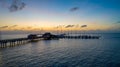 Aerial view of the Fairhope Pier and Mobile Bay at sunset on the Alabama Gulf Coast USA Royalty Free Stock Photo