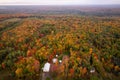 Aerial view of the fall forest in Michigan in the Porcupine Mountains Royalty Free Stock Photo