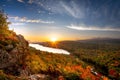 Aerial view of the fall forest in Michigan in the Porcupine Mountains Royalty Free Stock Photo