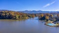 Aerial view Fall Landscape in Lake Junaluska, North Carolina