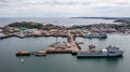 Aerial view of Falmouth Docks and town in Cornwall