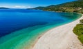 Aerial view of the famous Agios Dimitrios (Saint Demetrios) Beach in Alonnisos island Sporades Greece