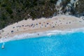 Aerial view of famous beach of Megali Petra on the island of Lefkada, Greece Royalty Free Stock Photo