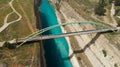 Aerial view of famous Corinth Canal of Isthmus, Peloponnese.