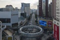 Aerial view of famous cross road on Ren Min Zhong Lu, in Kunming, Yunnan - China