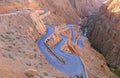 Aerial view of the famous Dades Georges valley, and a traditional Tisdrine Pass winding road among the Atlas mountains peak, in Royalty Free Stock Photo
