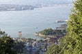 Aerial view on famous Floating Torii gate, Itsukushima Shrine, Miyajima island, Hiroshima, Japan Royalty Free Stock Photo