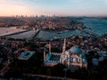 Aerial view of the famous Hagia Sophia museum (Ayasofya Muzesi) in Istanbul, Turkey Royalty Free Stock Photo