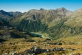 Aerial view of the famous lake of Neves in the alpine valley