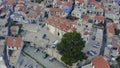 Aerial view of famous landmark tourist destination valley Pano Lefkara village in Troodos mountains, Larnaca, Cyprus Royalty Free Stock Photo