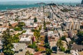 Aerial view of the famous Lombard Street, San Francisco, California, USA on a gloomy day Royalty Free Stock Photo