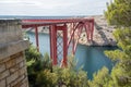 Aerial view of the famous Maslencia Deck arch bridge in Croatia Royalty Free Stock Photo