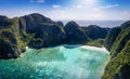 Aerial view of the famous Maya Beach, Phi Phi islands