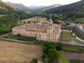 Aerial view of famous Monastery of Yuso in San Millan de la Cogolla, La Rioja, Spain. Royalty Free Stock Photo