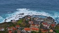 Natural swimming pools of village Porto Moniz, Madeira, Portugal flooded by the rough waves of Atlantic Ocean. Royalty Free Stock Photo