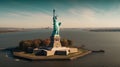 Aerial view of famous place Beautiful landmark the Statue of Liberty in new york USA . Generative Ai Royalty Free Stock Photo