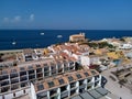 Aerial view Tabarca Island town coast and church