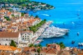 Famous promenade in town Hvar, aerial view.