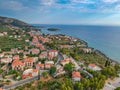 Aerial view of the wonderful seaside village of Kardamyli, Greece located in the Messenian Mani area, Greece Royalty Free Stock Photo