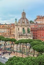 Aerial view on the famous Roman landmark Triumphal Trajan's Column (Colonna Traiana)