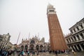 Venice, Italy - October, 2017: Aerial view of famous San Marco square with many people Venice, Italy. Top view of Venice piazza fr Royalty Free Stock Photo