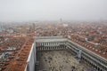 Venice, Italy - October, 2017: Aerial view of famous San Marco square with many people Venice, Italy. Top view of Venice piazza fr Royalty Free Stock Photo