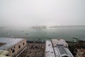 Venice, Italy - October, 2017: Aerial view of famous San Marco square with many people Venice, Italy. Top view of Venice piazza fr Royalty Free Stock Photo