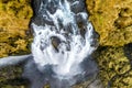 Aerial view of famous Seljalandsfoss is one of the most beautiful waterfalls on the Iceland. It is located on the South of the is Royalty Free Stock Photo