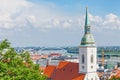 Aerial view on famous St. Martin cathedral and modern buildings of Bratislava city Royalty Free Stock Photo