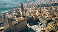 Aerial view of famous tower and Palazzo Vecchio square and Florence cityscape, Italy Royalty Free Stock Photo