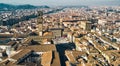 Aerial view of famous tower and Palazzo Vecchio square and Florence cityscape, Italy Royalty Free Stock Photo