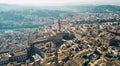 Aerial view of famous tower and Palazzo Vecchio square and Florence cityscape, Italy Royalty Free Stock Photo