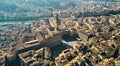 Aerial view of famous tower and Palazzo Vecchio square and Florence cityscape, Italy Royalty Free Stock Photo