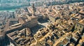 Aerial view of famous tower and Palazzo Vecchio square and Florence cityscape, Italy Royalty Free Stock Photo