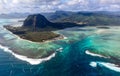 Aerial view of the famous underwater waterfall in Mauritius Royalty Free Stock Photo