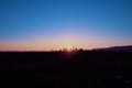 Aerial view of fantastic sunset in countryside