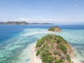 Aerial view on fantastic tropical white sand beach islands of Philippines. Coron island beach hopping Royalty Free Stock Photo