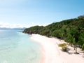 Aerial view on fantastic tropical white sand beach islands of Philippines. Coron island beach hopping Royalty Free Stock Photo