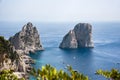 Aerial view of Faraglioni rocks at Capri Island Royalty Free Stock Photo