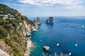 Aerial view of Faraglioni rocks at Capri Island Royalty Free Stock Photo