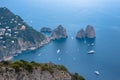 Aerial view of faraglioni rocks from Monte Solaro on Capri Royalty Free Stock Photo