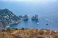 Aerial view of faraglioni rocks from Monte Solaro on Capri Royalty Free Stock Photo