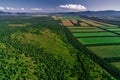 Aerial view of farm fields valley in the Kamchatka