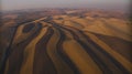 Aerial view of farm fields of wheat in Palouse Washington show patterns Royalty Free Stock Photo