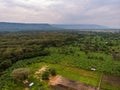 Aerial view on Farm plantation on the Edge with a Primal Virgin Forest of Manyara National Park Concervation Area in Royalty Free Stock Photo