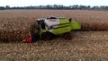 Aerial view of a farmer harvesting maize Prores