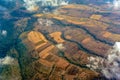 Aerial view Farmland in Tanzania, kraal of the Masai Tribe Royalty Free Stock Photo