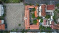 Aerial View. Fatahilah museum at Old City at Jakarta, with Jakarta cityscape. Indonesia. JAKARTA, INDONESIA - MAY, 18, 2021 Royalty Free Stock Photo